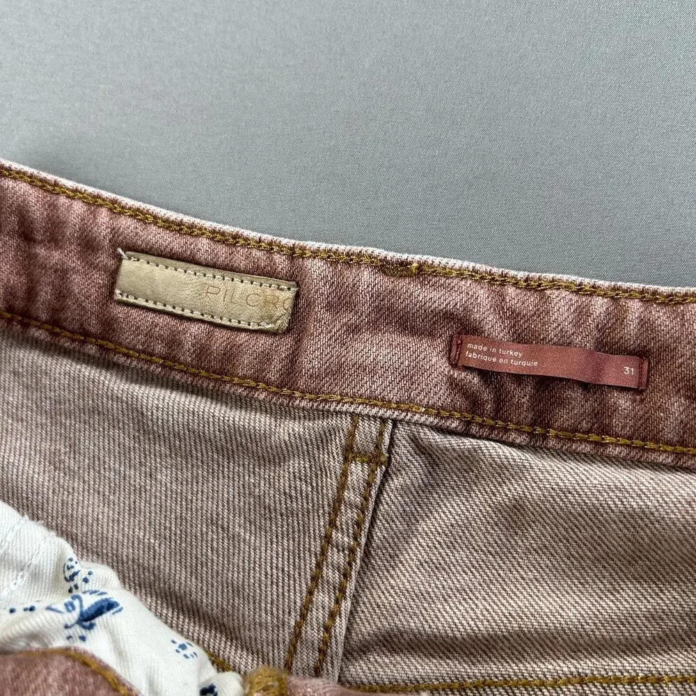 Pilcro Anthropologie Jeans Sz 31 The Vintage Straight Raw Hem High Rise Salmon - Picture 3 of 9